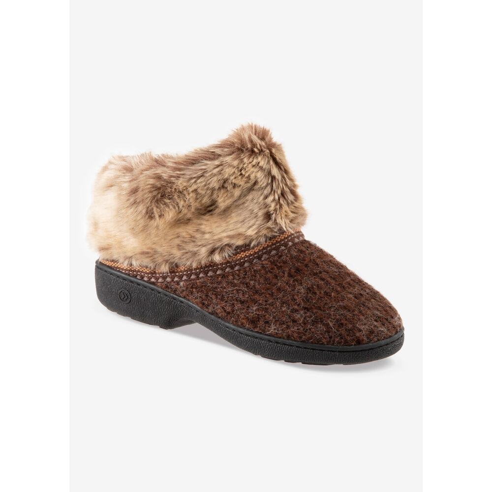 Isotoner Brown Warm Comfort 360 All Round Memory Foam Shoe Bootie Size: 8.5-9